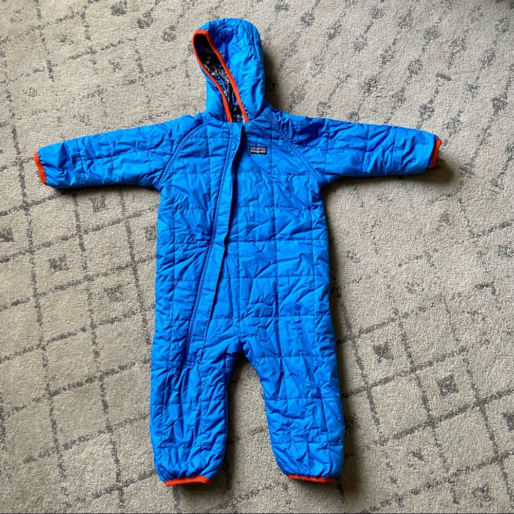 Patagonia toddler snowsuit, reversible blue, 2T